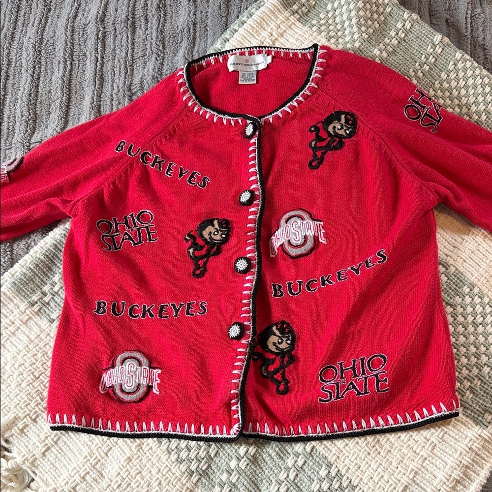 Women’s Ohio State Buckeyes Red Embroidered Cardigan ❤️